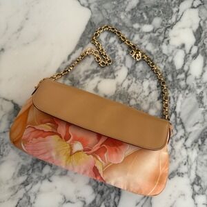 Salvatore Ferragamo Floral Silk‎ Leather Chain Shoulder Bag AU-21-1903